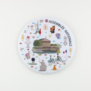 Magnet multi-motifs 7,5 cm réailisé pour la boutique de l'Assemblée Nationale